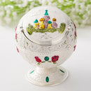 Metal Globe Ashtray With Lid Holiday Gift Tea Table Decoration(Silver Castle)