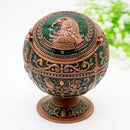 Metal Globe Ashtray With Lid Holiday Gift Tea Table Decoration(Red Copper Green Eagle)