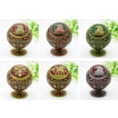 Metal Globe Ashtray With Lid Holiday Gift Tea Table Decoration(Wine Red Rose)