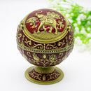 Metal Globe Ashtray With Lid Holiday Gift Tea Table Decoration(Wine Red Elephant)