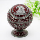 Metal Globe Ashtray With Lid Holiday Gift Tea Table Decoration(Ancient Wine Red Eagle)