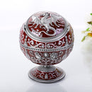 Metal Globe Ashtray With Lid Holiday Gift Tea Table Decoration(Dragon Ancient Tin Wine Red)
