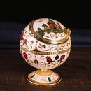 Metal Globe Ashtray With Lid Holiday Gift Tea Table Decoration(Red Rose)