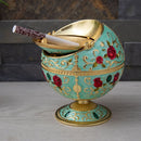 Metal Globe Ashtray With Lid Holiday Gift Tea Table Decoration(Dragon Ancient Copper Green)