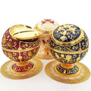 Metal Globe Ashtray With Lid Holiday Gift Tea Table Decoration(Red Rose)