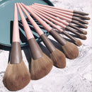 11 in 1 Small Pudding Soft Hair Makeup Brush Set Loose Powder Brush Eye Shadow Brush With PU Bag