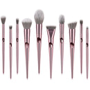 10 In 1 Long Stick Thumbprint Makeup Brush Set Laser Plating Handle Beginner Makeup Tool Naked Outfit