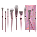 10 In 1 Long Stick Thumbprint Makeup Brush Set Laser Plating Handle Beginner Makeup Tool With PU Bag