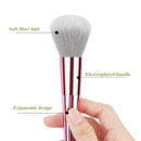 10 In 1 Long Stick Thumbprint Makeup Brush Set Laser Plating Handle Beginner Makeup Tool With PU Bag