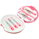 5 in 1 Eggshell Boxed Makeup Brush Set With Makeup Mirror(Pink)