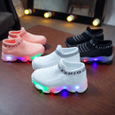 LED Light Children Shoes Flying Woven Luminous Sports Children Shoes, Size: 25(White)
