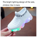 LED Light Children Shoes Flying Woven Luminous Sports Children Shoes, Size: 25(White)