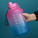 2.2L Large-Capacity Water Cup Sports And Fitness Straw Large Water Bottle Heat-resistant Plastic Barrel(Gradient Green Pink)