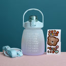 1.1L Portable Large Belly Water Cup High Temperature & Drop Resistant Straw Cup(Gradient Purple Blue)