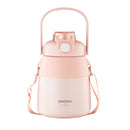 SHOTAY ST-8063 Children Big Belly Water Cup Stainless Steel Vacuum Flask Cute Strap Water Bottle(Pink)