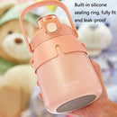 SHOTAY ST-8063 Children Big Belly Water Cup Stainless Steel Vacuum Flask Cute Strap Water Bottle(Green)