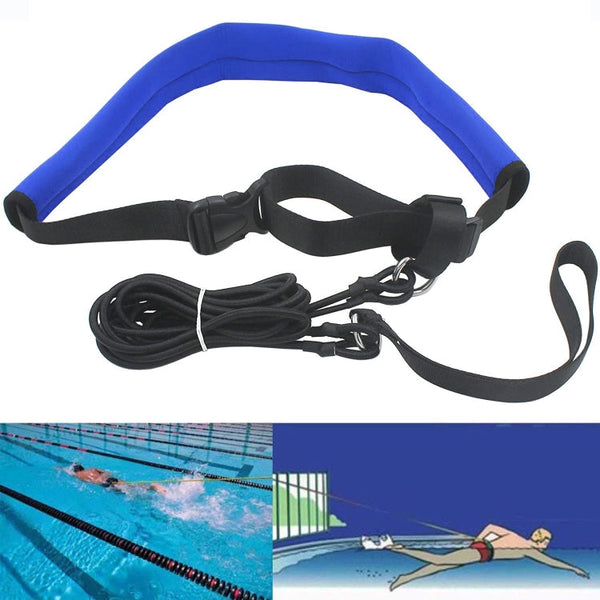 Swimming Resistance Strength Training Equipment Elastic Rope Swimming Training Belt Set(Blue)