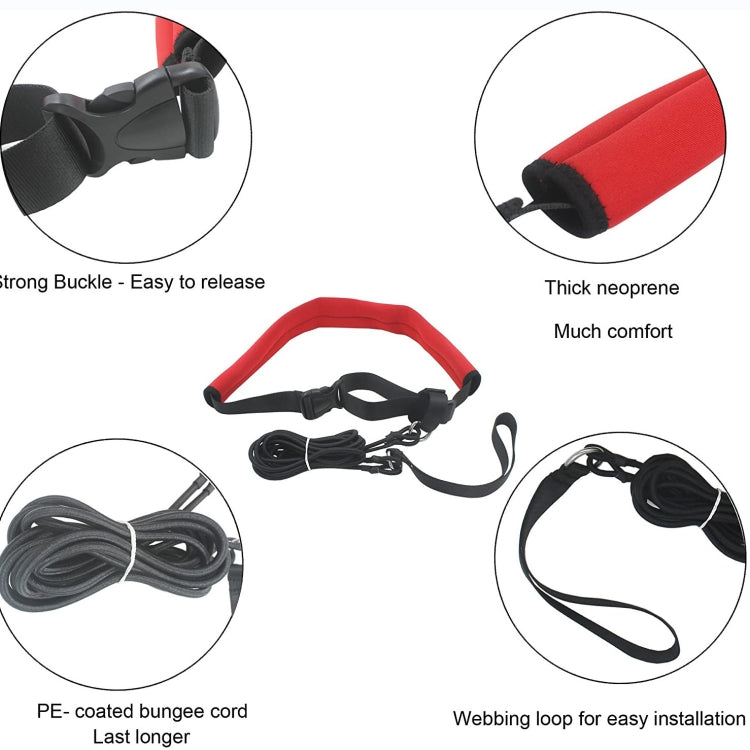Swimming Resistance Strength Training Equipment Elastic Rope Swimming Training Belt Set(Black)