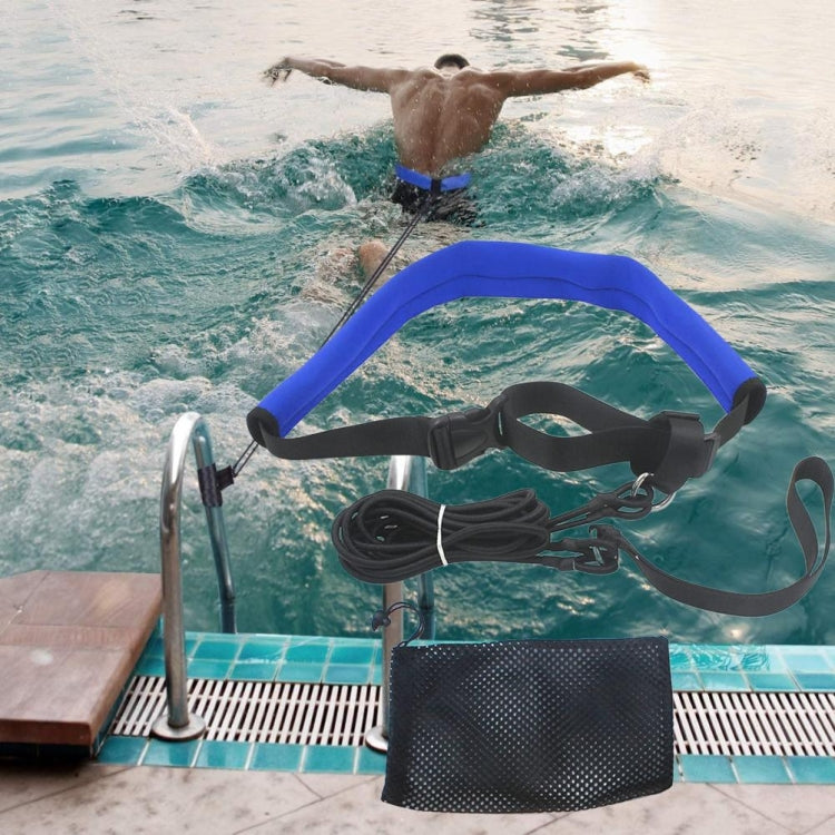 Swimming Resistance Strength Training Equipment Elastic Rope Swimming Training Belt Set(Black)
