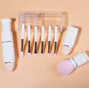8-in-1 Square Makeup Brush Mini Portable Retractable Blush Brush Eye Shadow Brush Novice Makeup Set(Milk White)