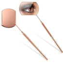 3 PCS Eyelash Extension Handheld Inspection Mirror Rectangular Lens Anti-Warping Root Anti-Fog Mirror Eyelash Mirror, Color Classification: Rose Gold