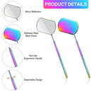 3 PCS Eyelash Extension Handheld Inspection Mirror Rectangular Lens Anti-Warping Root Anti-Fog Mirror Eyelash Mirror, Color Classification: Rose Gold