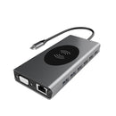 BX15W USB HUB Type-C Docking Station with Wireless Charge Function(15 in 1)
