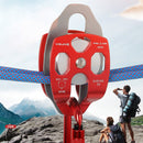 XINDA XD-8613 Outdoor Rock Climbing Jungle Rope Overhead Crossing Side Plate Double Pulley(Red )