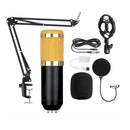 BM800 Condenser Microphone Set With USB Sound Card(Black And Golden Net)