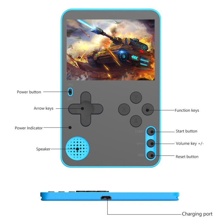 K10 2.4 inch Screen Ultra-Thin Card Magnetic Retro Handheld Game Console Built-in 500 Games(Red)