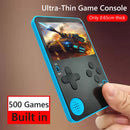 K10 2.4 inch Screen Ultra-Thin Card Magnetic Retro Handheld Game Console Built-in 500 Games(Blue)