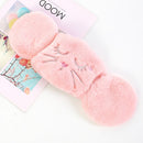 2 PCS 2 in 1 Autumn Winter Ladies Embroidery Faux Rabbit Fur Warm Mask Earmuffs(Cat Pink)