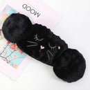 2 PCS 2 in 1 Autumn Winter Ladies Embroidery Faux Rabbit Fur Warm Mask Earmuffs(Cat Black)