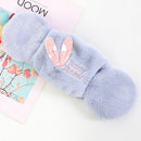 2 PCS 2 in 1 Autumn Winter Ladies Embroidery Faux Rabbit Fur Warm Mask Earmuffs(Rabbit Ear Gray Blue)