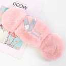 2 PCS 2 in 1 Autumn Winter Ladies Embroidery Faux Rabbit Fur Warm Mask Earmuffs(Rabbit Ear Pink)