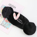 2 PCS 2 in 1 Autumn Winter Ladies Embroidery Faux Rabbit Fur Warm Mask Earmuffs(Rabbit Ear Black)