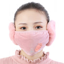 2 PCS 2 in 1 Autumn Winter Ladies Embroidery Faux Rabbit Fur Warm Mask Earmuffs(Radish Pink)