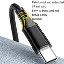 4 PCS 2.4A USB-C / Type-C to USB Braided Fast Charging Sync Data Cable, Length: 2m (Black)