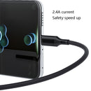 4 PCS 2.4A USB-C / Type-C to USB Braided Fast Charging Sync Data Cable, Length: 2m (Black)