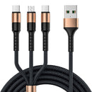 3 in 1 USB to Dual Type-C + Micro USB Quick Charging Sync Data Cable, Output: 3A (Gold)