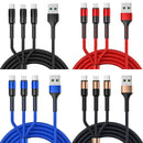 3 in 1 USB to Dual Type-C + Micro USB Quick Charging Sync Data Cable, Output: 3A (Gold)