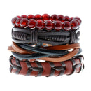 2 Sets TZ037 4 In 1 Retro DIY Woven Leather Bracelet