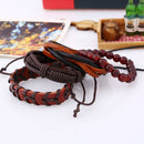 2 Sets TZ037 4 In 1 Retro DIY Woven Leather Bracelet