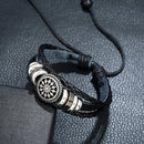 5 PCS BX222 Sun Flower Beads Leather Personality Knitting Adjustable Bracelet