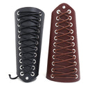 P01901 Simple Wax Wire Woven Leather Wristband Locomotive Riding Arm Guard(Black)