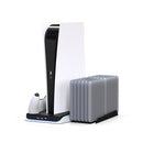 2 PCS HONCAM Game Console Cooling Fan Handle Charging Base For PS5(Black+White Edge)