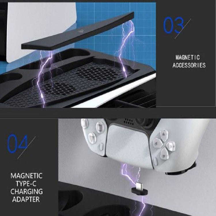 2 PCS HONCAM Game Console Cooling Fan Handle Charging Base For PS5(Black)