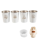 4 PCS / Set Outdoor Picnic Stainless Steel Cup With Storage Bag+Silicone Holder (White)