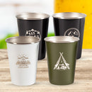 4 PCS / Set Outdoor Picnic Stainless Steel Cup With Storage Bag+Silicone Holder (Army Green)