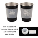 4 PCS / Set Outdoor Picnic Stainless Steel Cup With Storage Bag+Silicone Holder (Army Green)